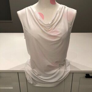 Donna Karan New York Sleeveless Cowl Neck Top in White Size M